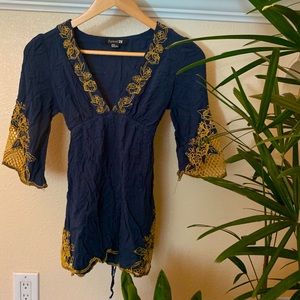 Navy and gold lace trim tunic
